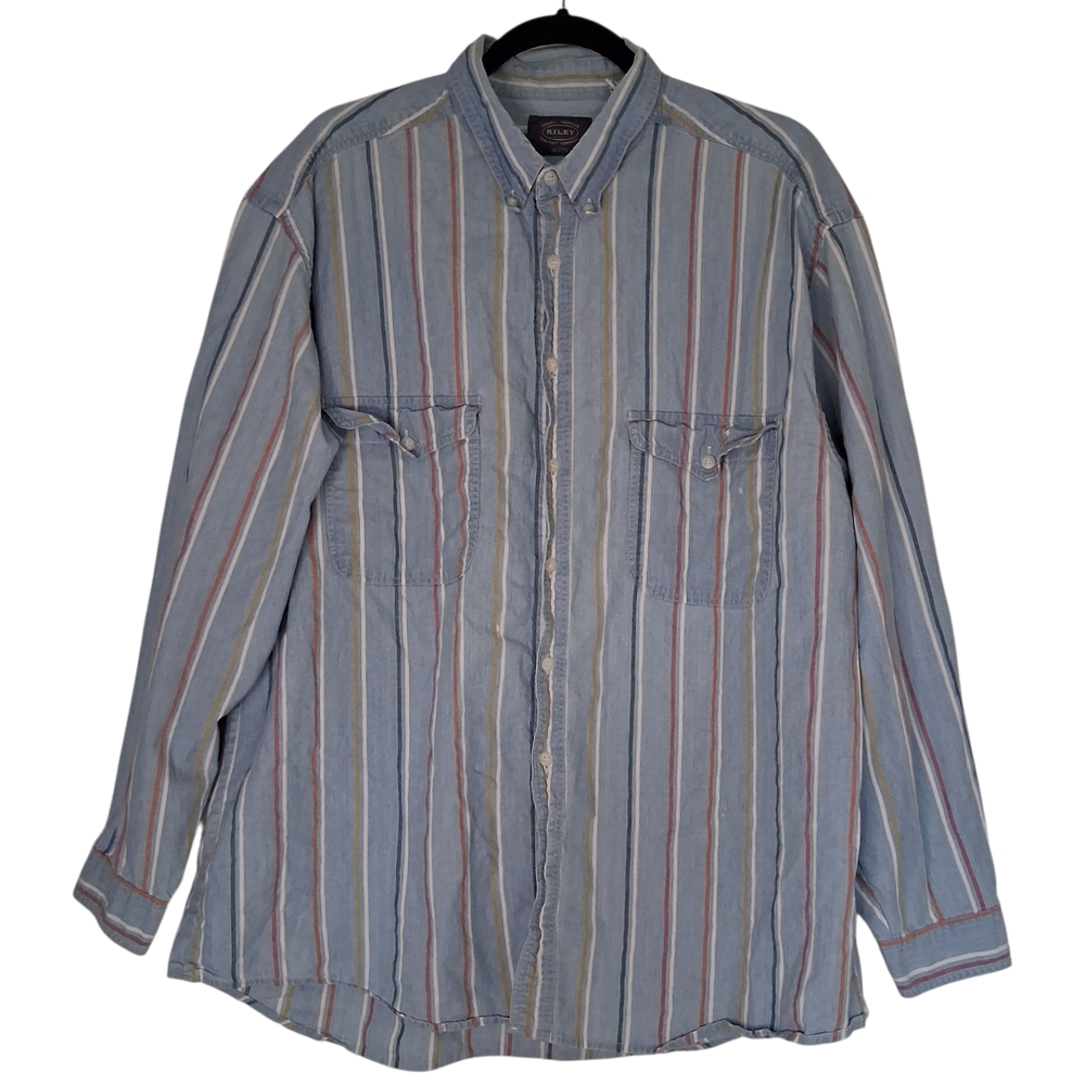GWGC Riley Men's Striped Button-Down Shirt - Blue